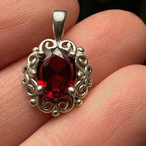 Sterling silver garnet vintage pendant